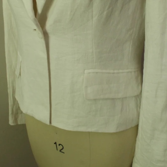 2000's NWT White Linen Emuanuel Ungaro Ladies Single Button Blazer - Picture 5 of 9